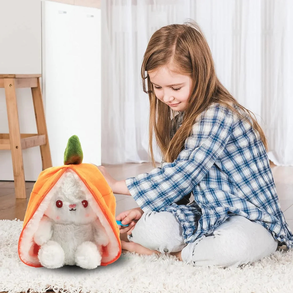 Cute Reversible Floppy Bunny Carrot Plush Toy(25Cm/10Inch)