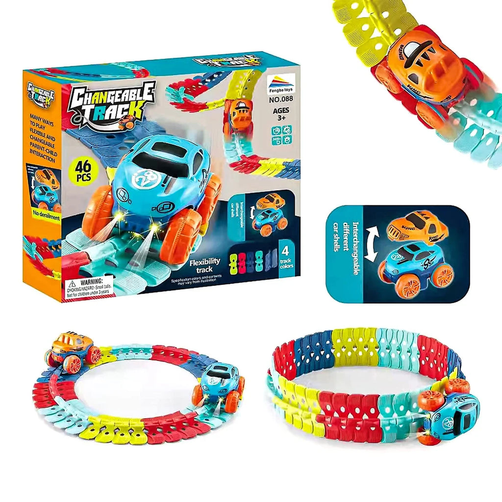 1. Kids Adventure Racing Track Set – 138Pcs Creative Car Playset