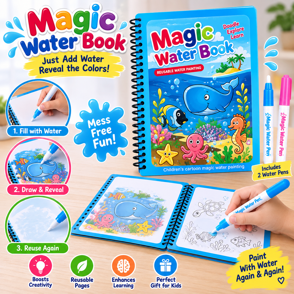 1. Reusable Water Drawing Book – Educational Art Activity for Children