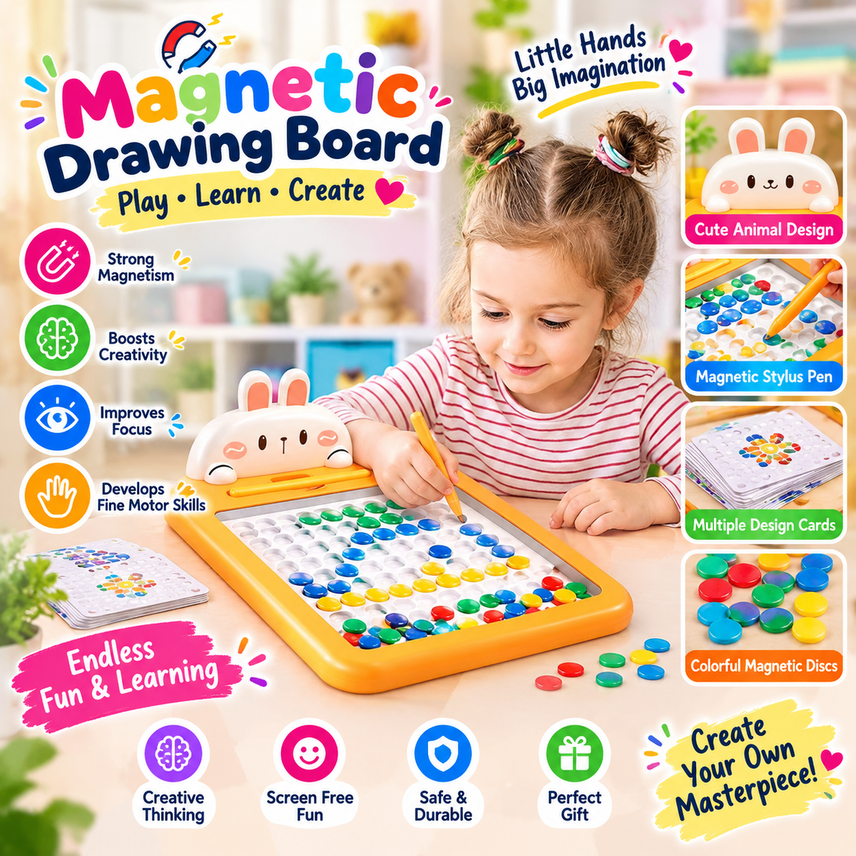 Magnetic Dots Kids Drawing Board
