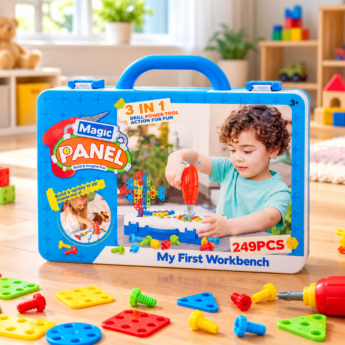 249Pcs Kids Building Blocks Set Portable Creative Construction Kit
