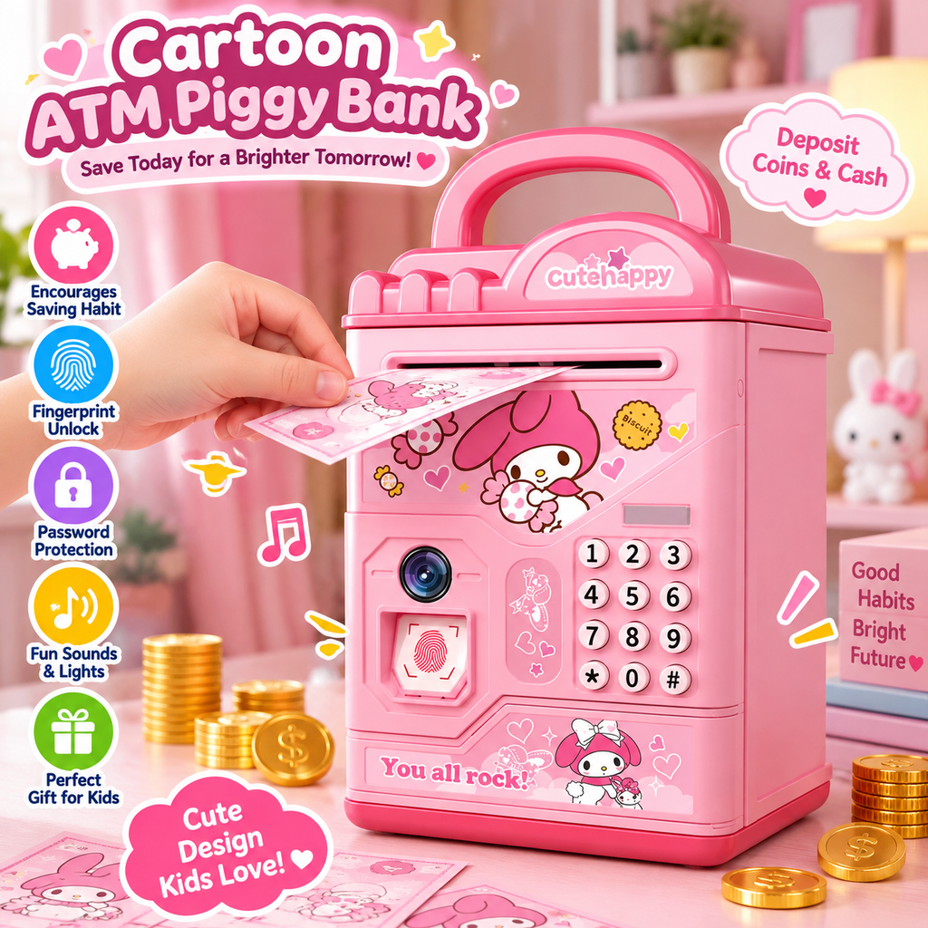 Kids Coin & Cash Storage Bank Savings Box For Children