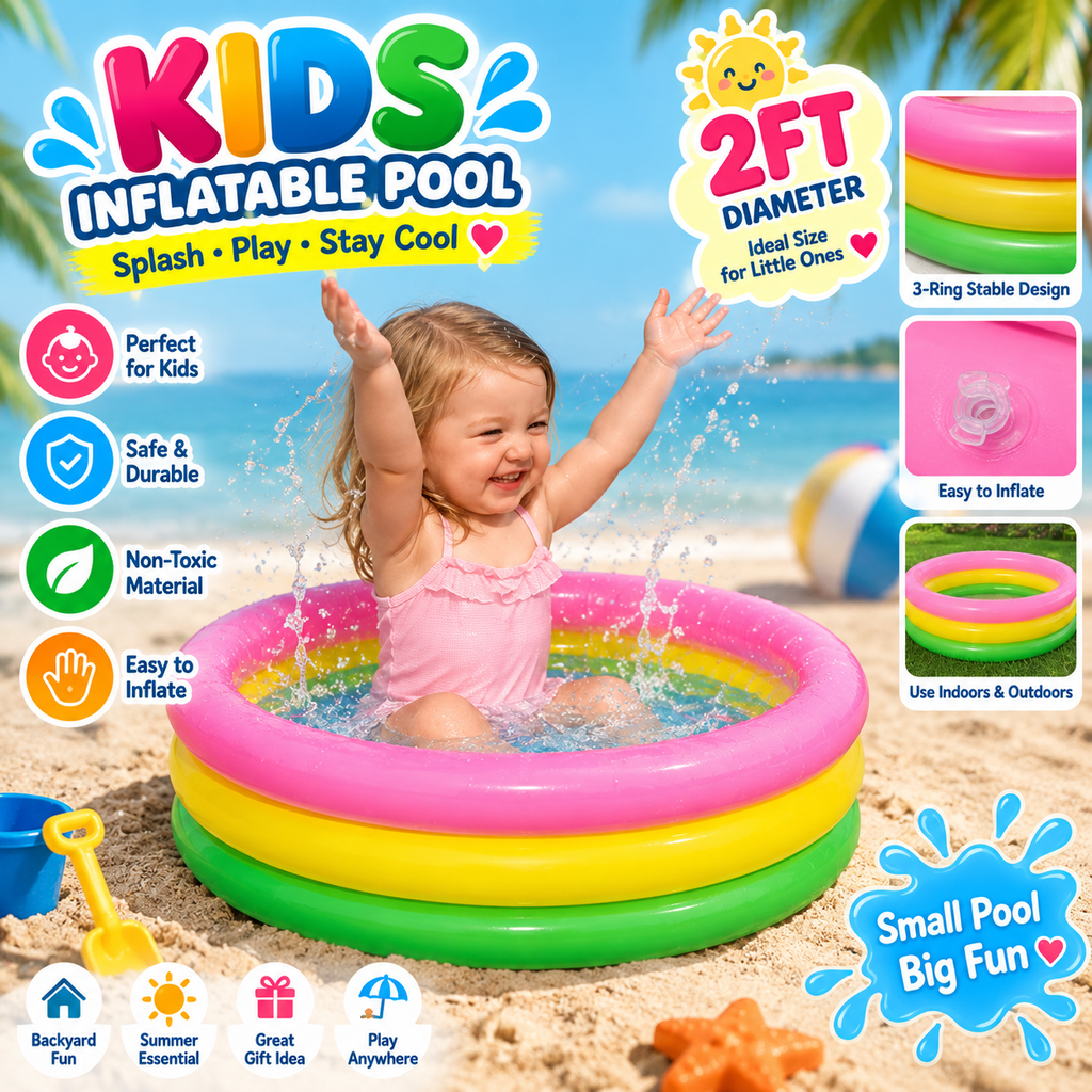Colorful Rainbow Water Pool 2FT Kids Splash Pool For Kids