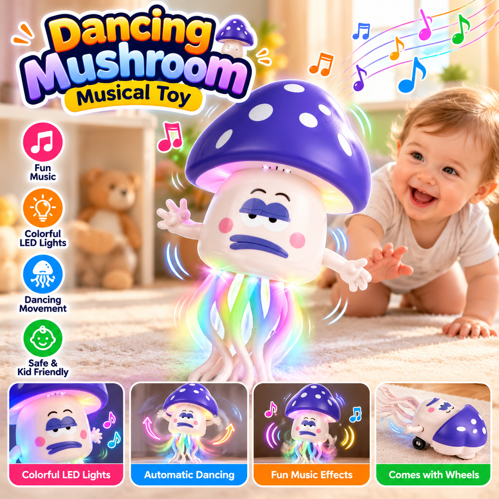 Dancing Mushroom Baby Toy Crawling Toy With Music & Lights
