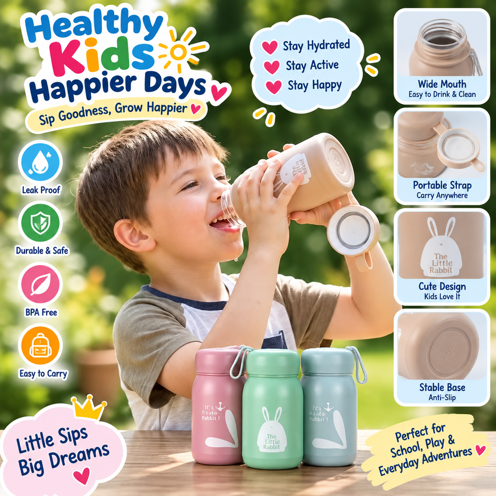 330ml Cute Design Glass Flask Portable Hot & Cold Bottle