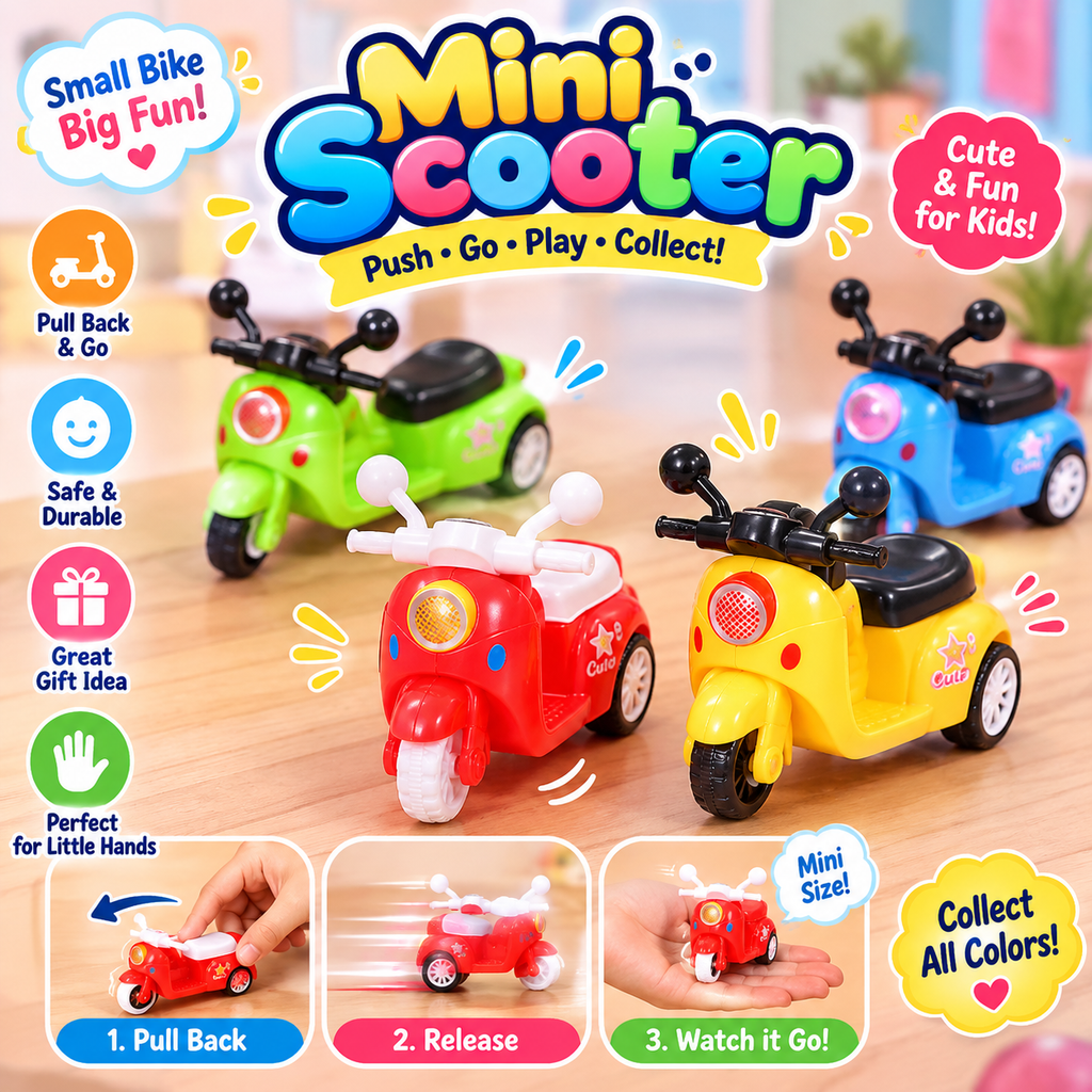 3Pcs Pull Back Mini Scooters – Fun Racing Toys for Kids