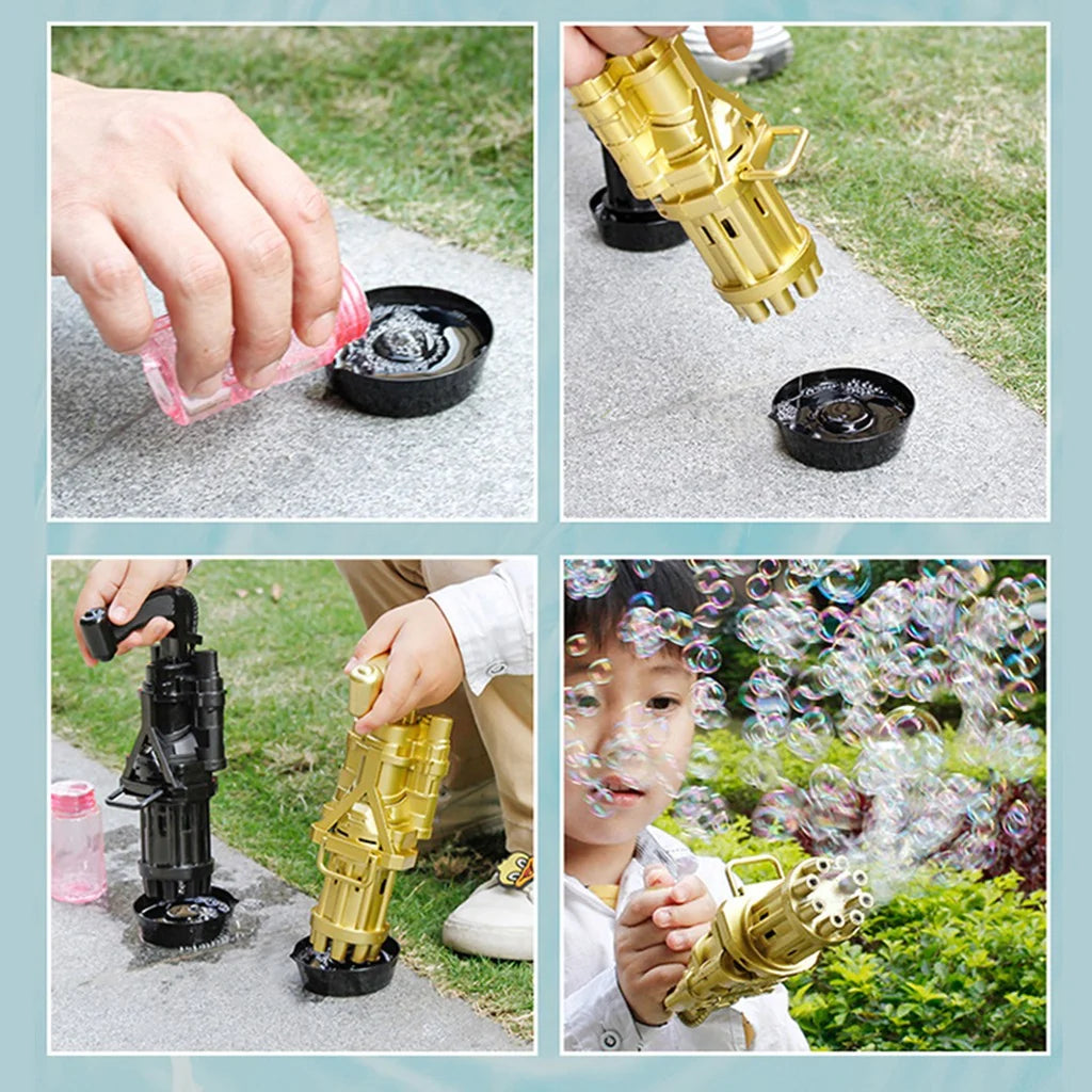 8 Hole Bubble Maker Gun Fun Interactive Outdoor Toy For Kids