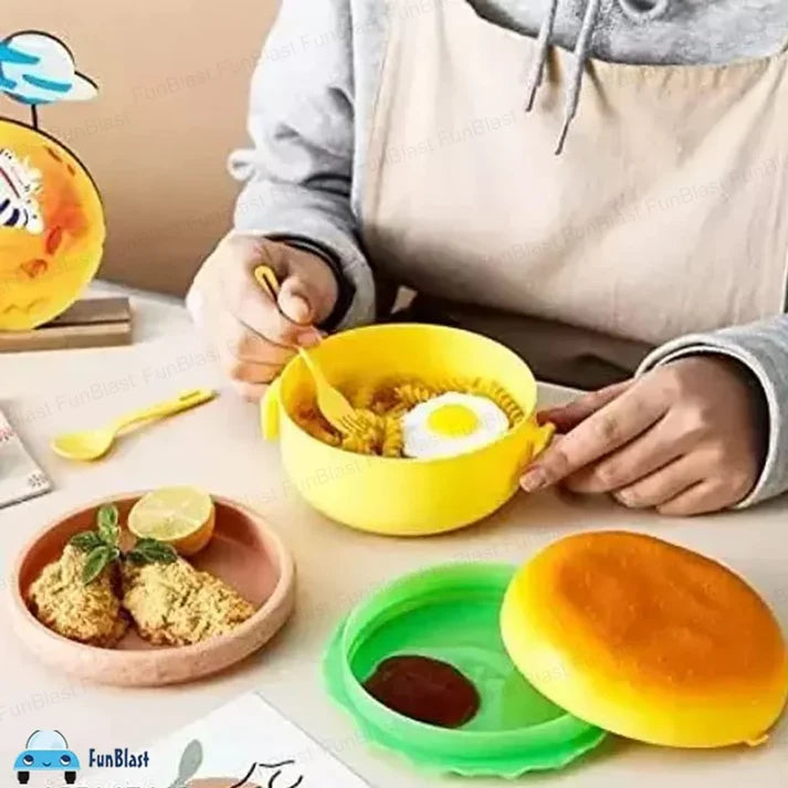 Burger Shaped Food Container Portable Lunch Box For School