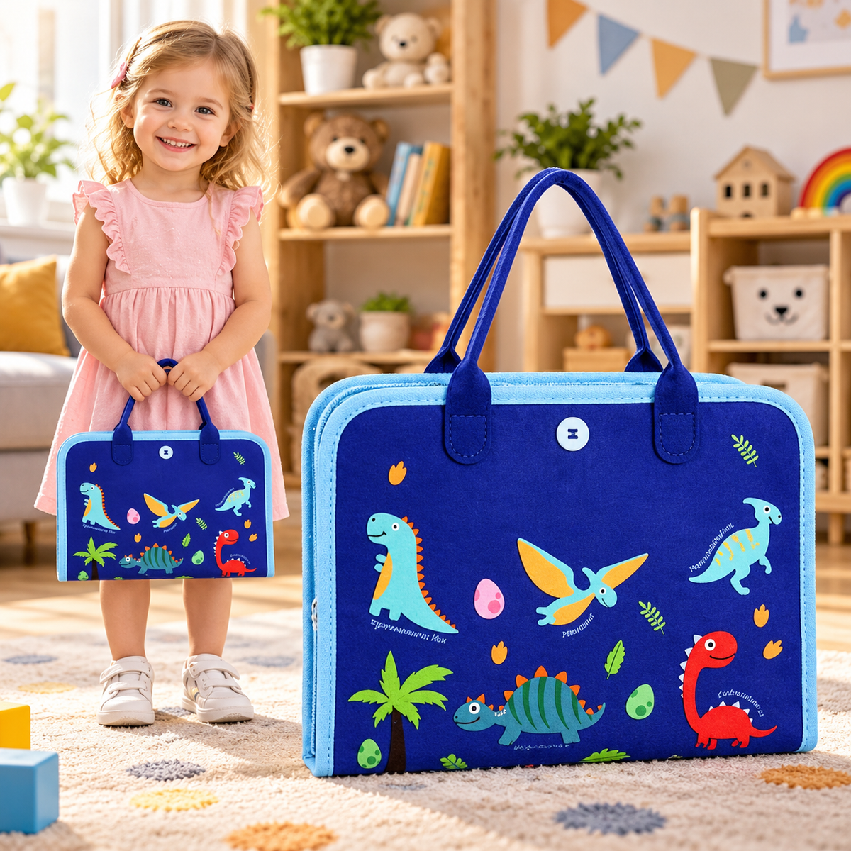 8-Page Dinosaur Busy Book Educational Preschool Activity Toy