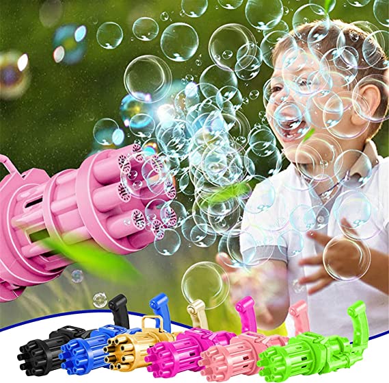 Large Bubble Gun Toy – 8-Hole Bubble Blower for Kids
