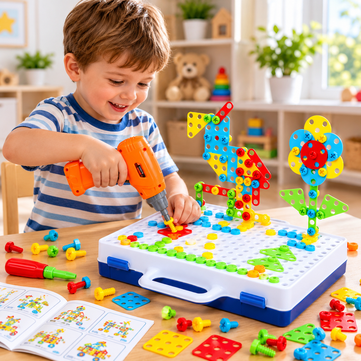 249Pcs Kids Building Blocks Set Portable Creative Construction Kit