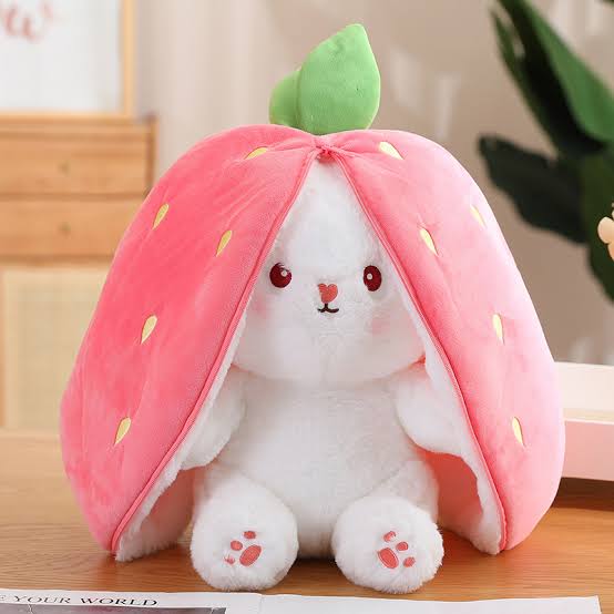 Cute Strawberry Bunny Plush – Soft Stuffed Toy for Kids