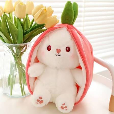 Cute Strawberry Bunny Plush – Soft Stuffed Toy for Kids