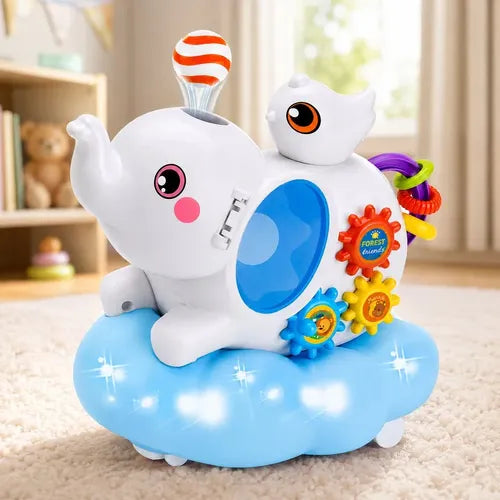 Funny Elephant Toy Musical Light Up Bump & Go Toy For Kids