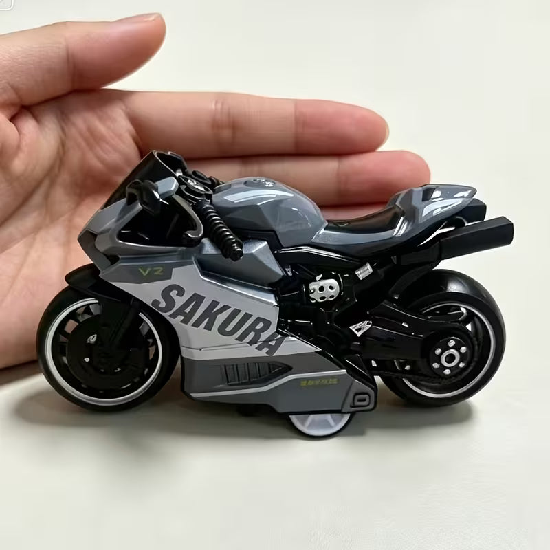 Die-Cast Style Motorcycle Toy – Mini Pull-Back Bike Model