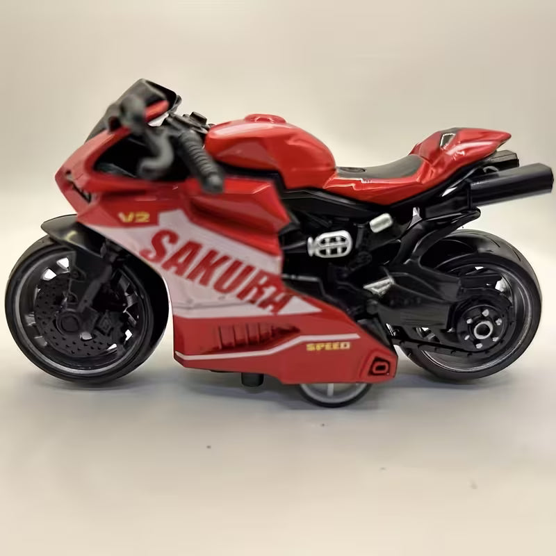 Die-Cast Style Motorcycle Toy – Mini Pull-Back Bike Model