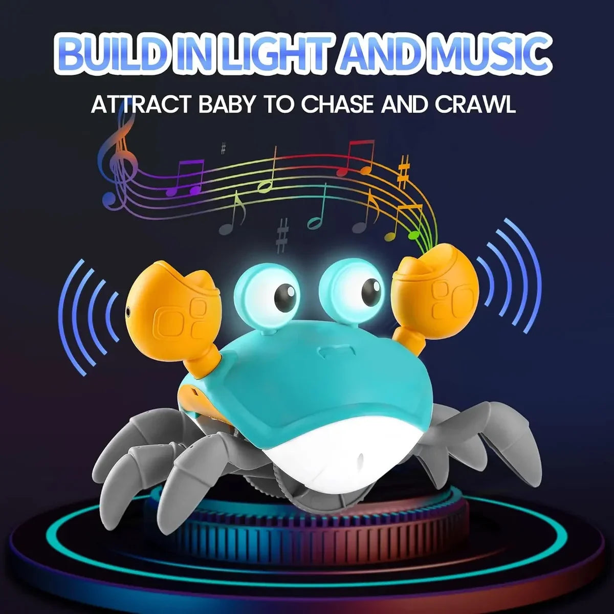 Electric Crawling Crab Toy Musical Light Up Baby Toy