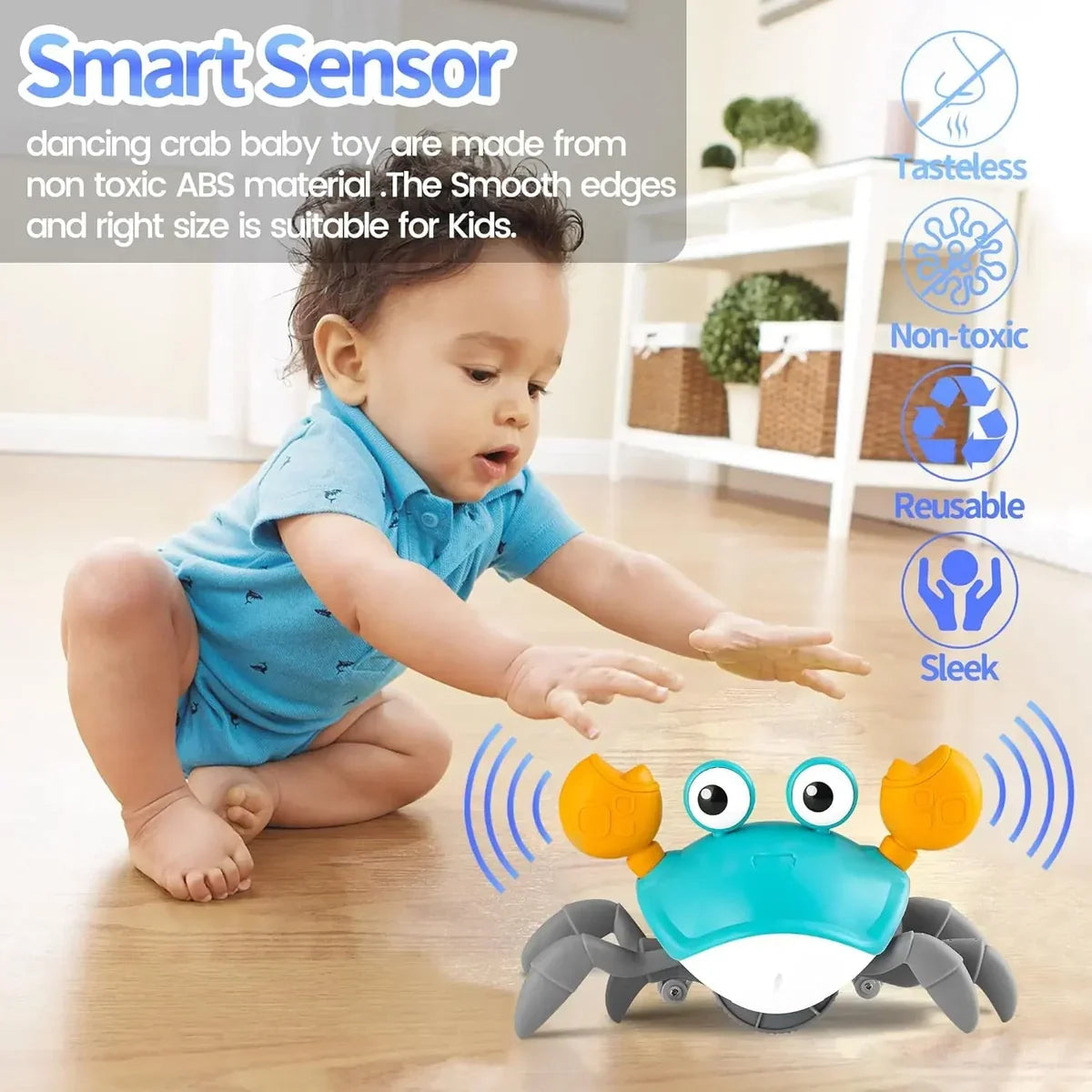 Electric Crawling Crab Toy Musical Light Up Baby Toy