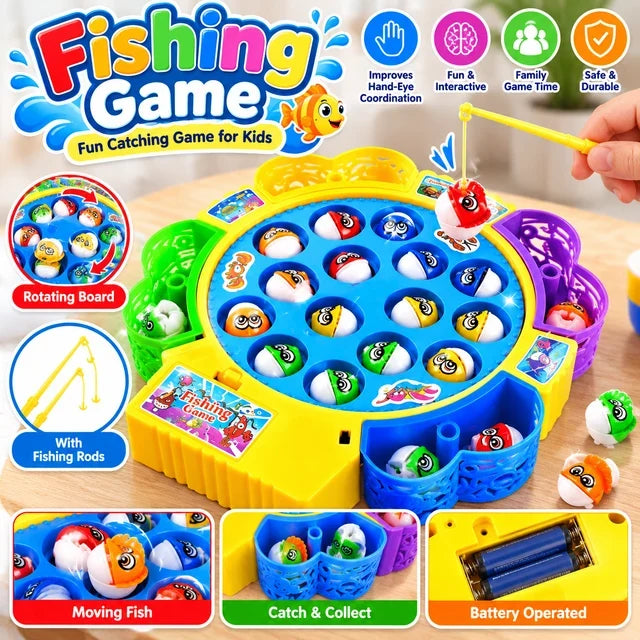 15Pcs Kids Fishing Board Game Colorful Fish & Fishing Rod Set