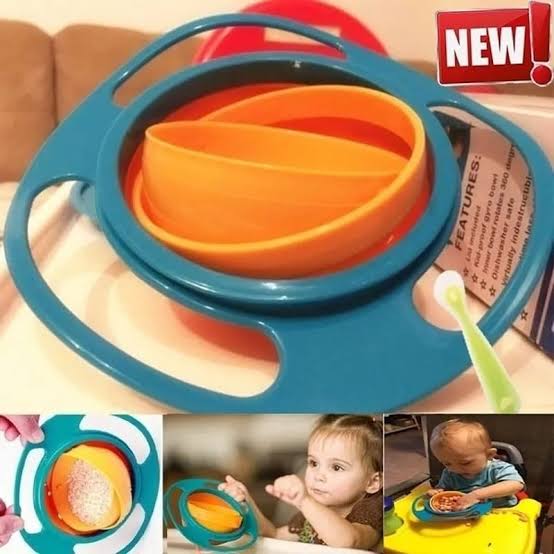360° Rotating Gyro Bowl Spill Resistant Kids Feeding Bowl