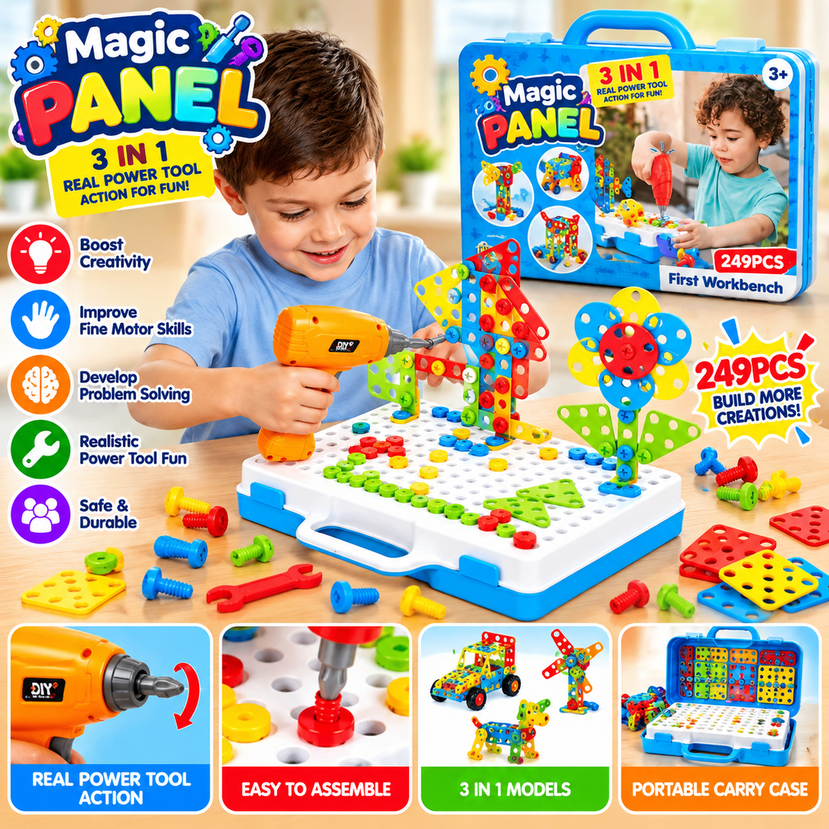 Kids Creative Mosaic Construction Set – 249-Piece Building Kit