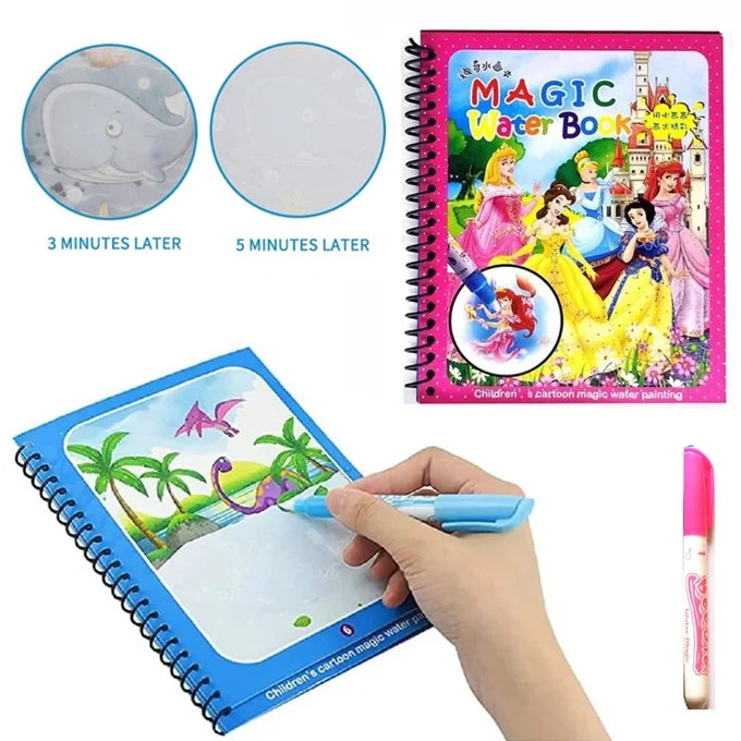 Kids Magic Water Drawing Book Fun Reusable Coloring Activity