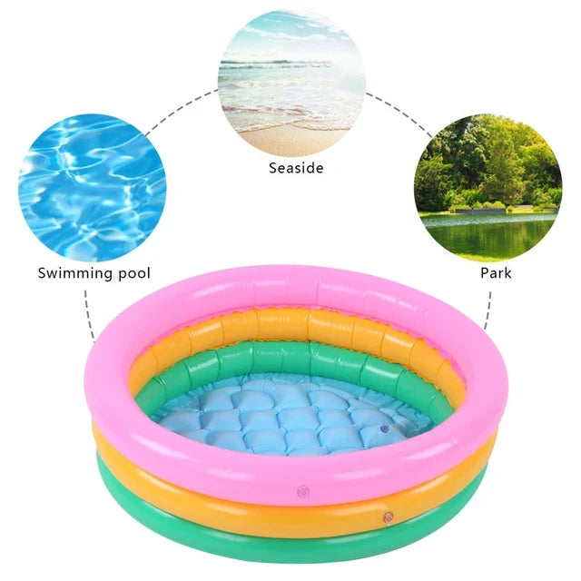3FT Rainbow Wave Pool Colorful Kids Splashing Pool