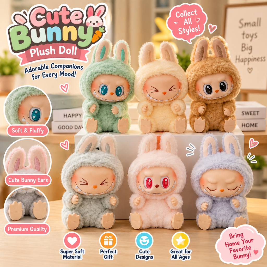 Soft Labubu Plushie – Cute Fuzzy Stuffed Toy for Kids