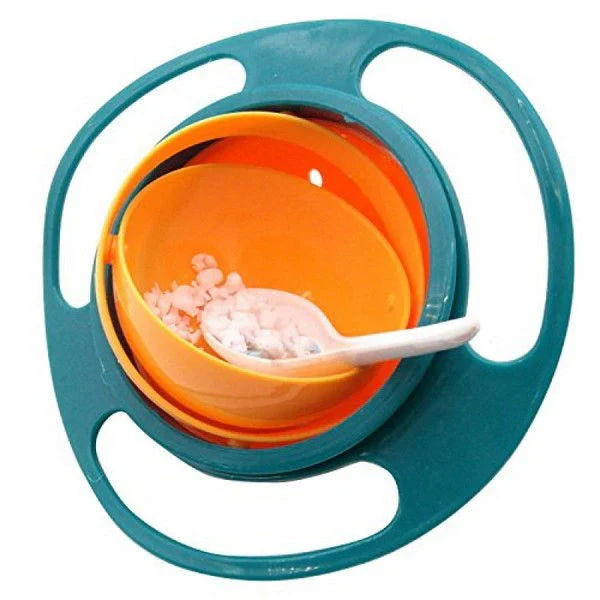 360° Rotating Gyro Bowl Spill Resistant Kids Feeding Bowl