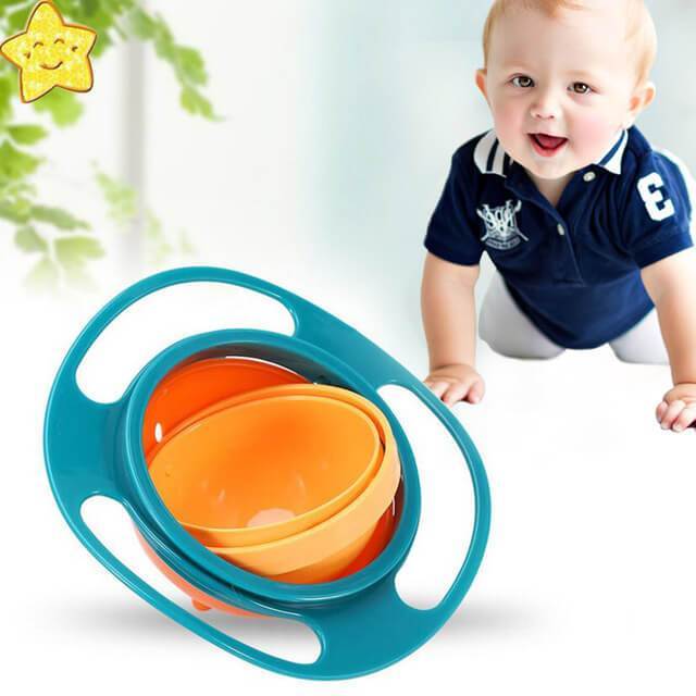360° Rotating Gyro Bowl Spill Resistant Kids Feeding Bowl