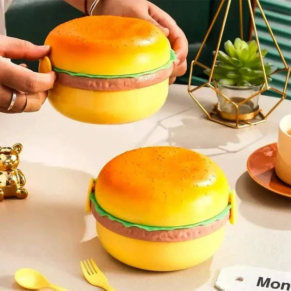 Burger Shaped Food Container Portable Lunch Box For School