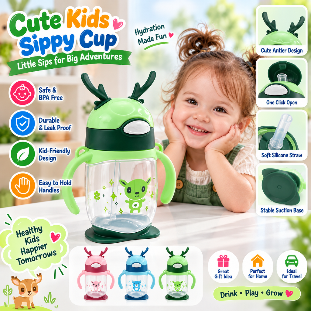 Kids Cartoon Water Sipper Portable Everyday Drinking Bottle