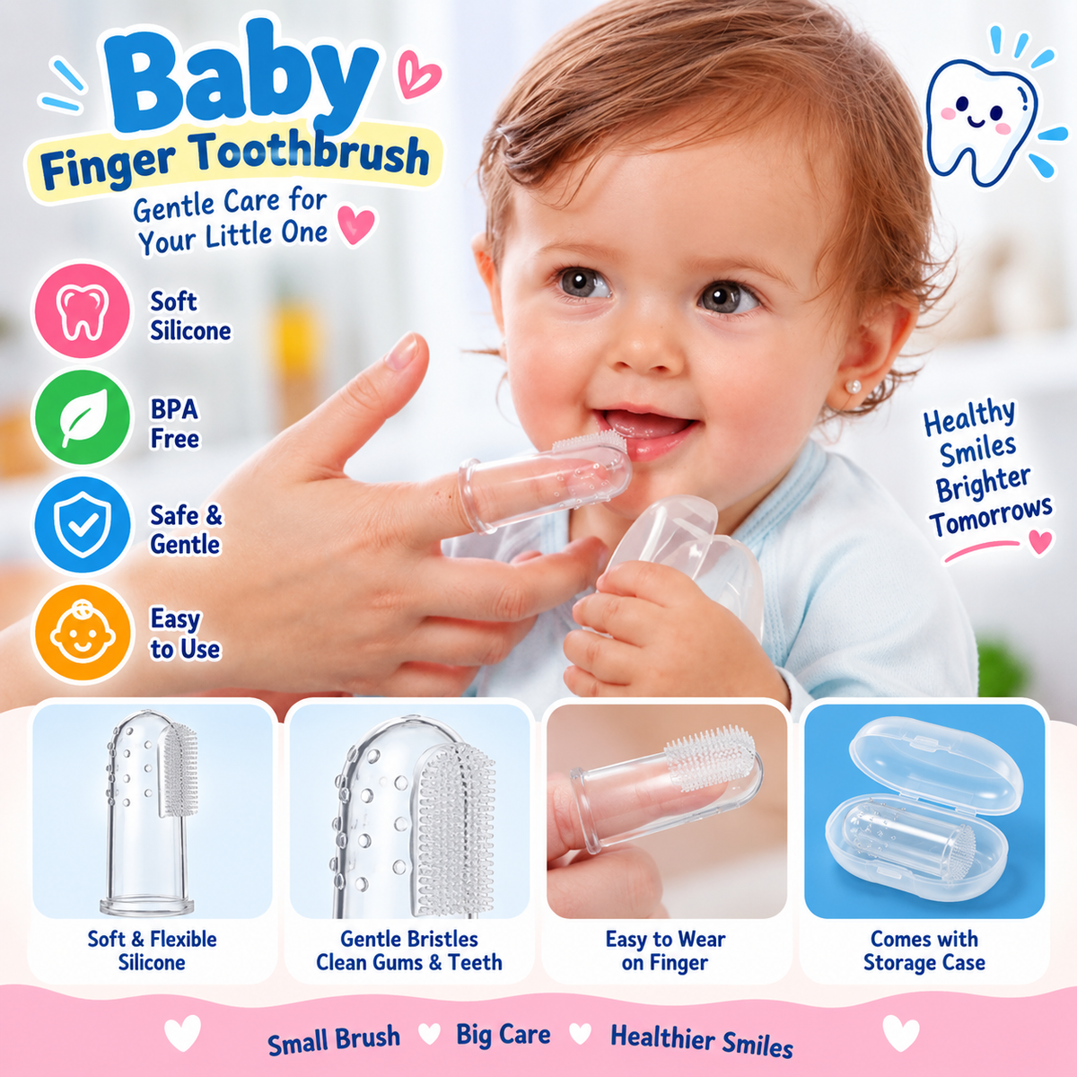 Silicone Extra Soft Safe Baby Teether Finger Toothbrush