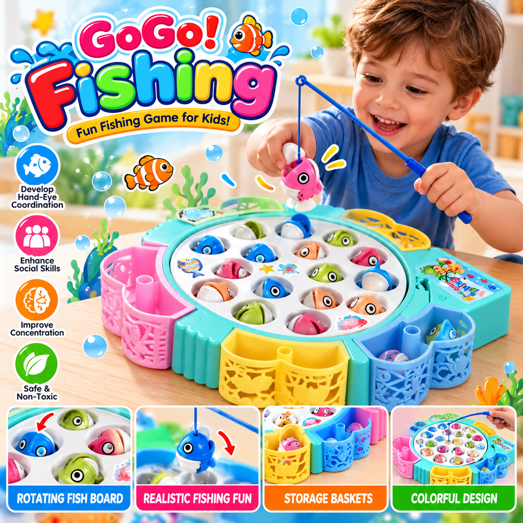Spinning Fish Catching Game Electric Toy For Kids
