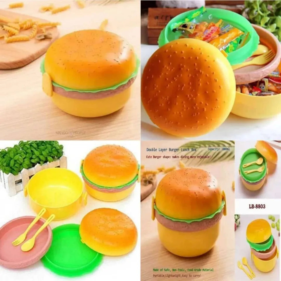 Burger Shaped Food Container Portable Lunch Box For School