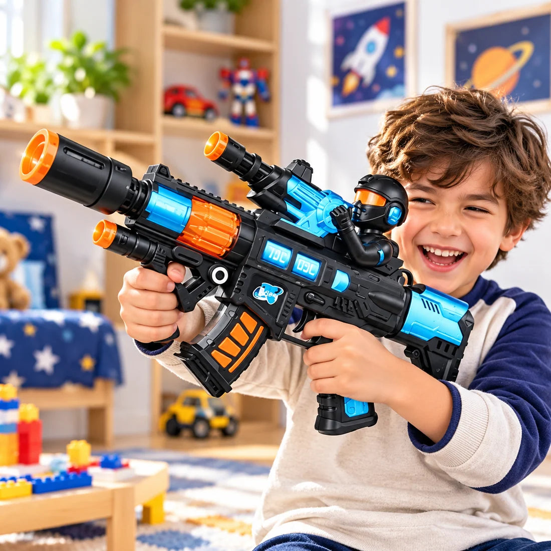 Electric Toy Blaster Gun LED Lights Sound & Vibration Effects