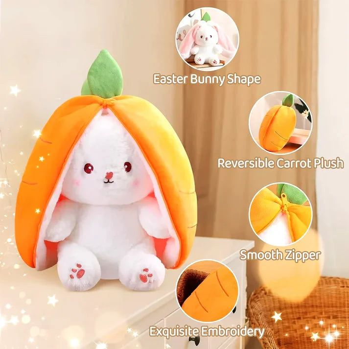 Cute Reversible Floppy Bunny Carrot Plush Toy(25Cm/10Inch)